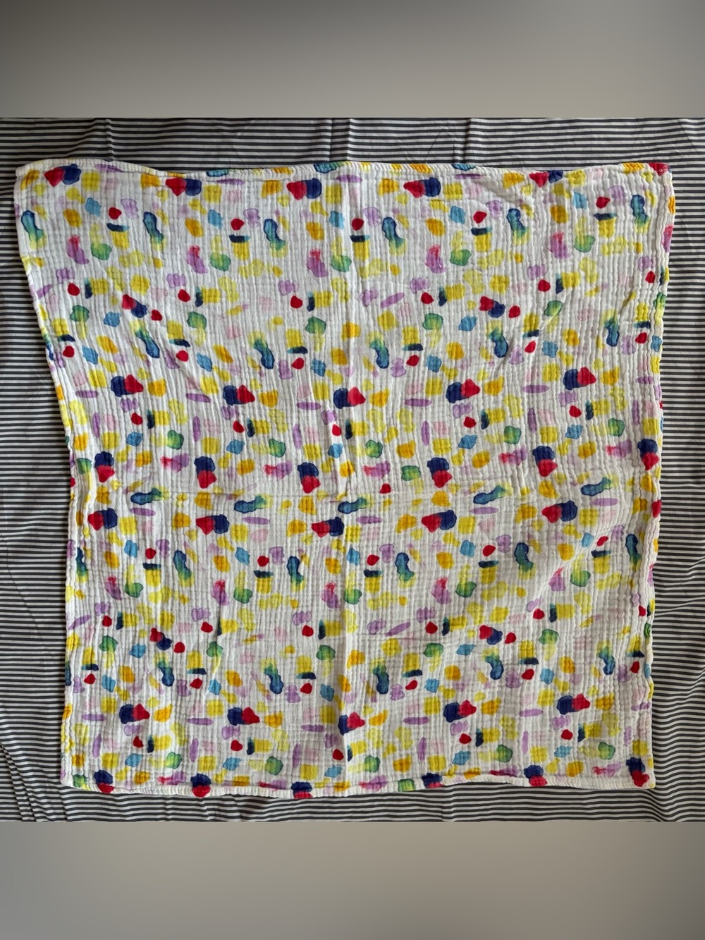 Multicolor Dot Muslin Throw Blanket - White Base